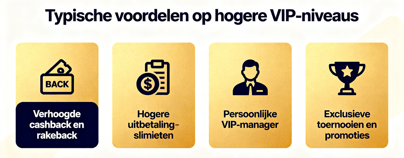 Typische voordelen op hogere VIP-niveaus zijn onder meer